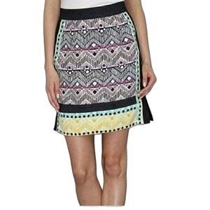 Nanette Lepore Vintage Womens Silk Linen Blend Multi Printed A-Line Mini Skirt 6